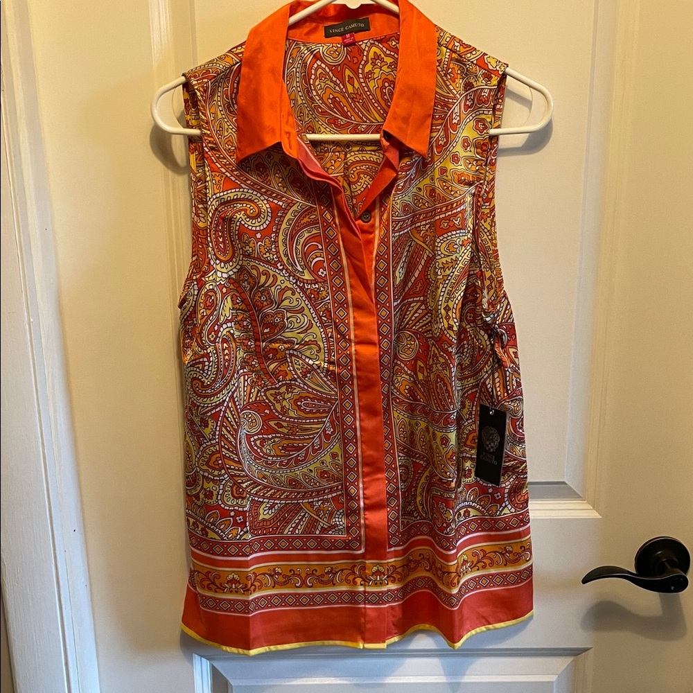 Vince Camuto Paisley Blouse - Orange and Yellow